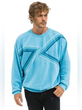 Aviator Nation Relaxed Crew Sweatshirt Size L Aqua